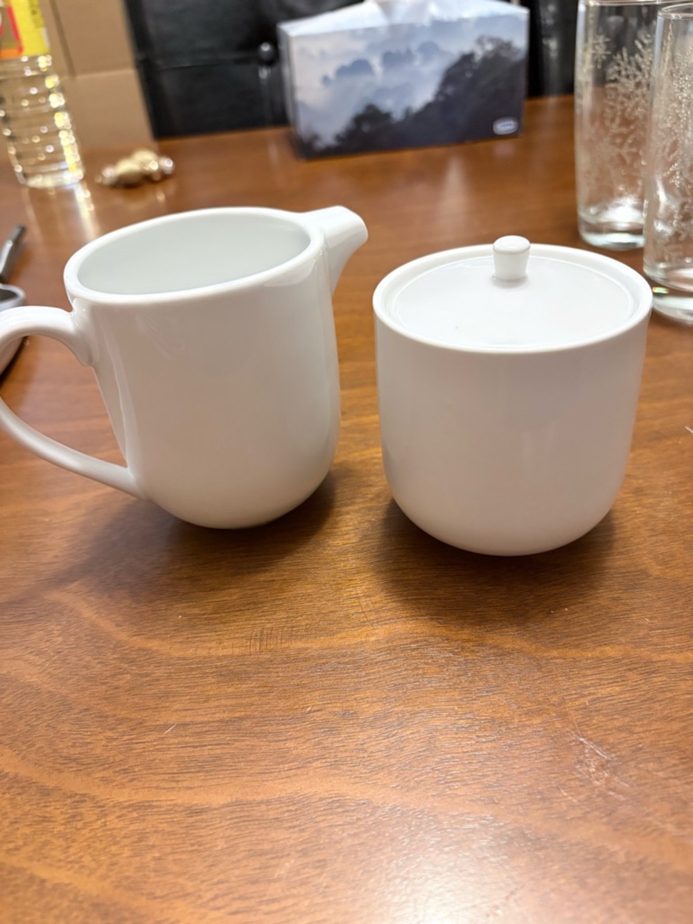 White Ceramic Creamer and Sugar Set